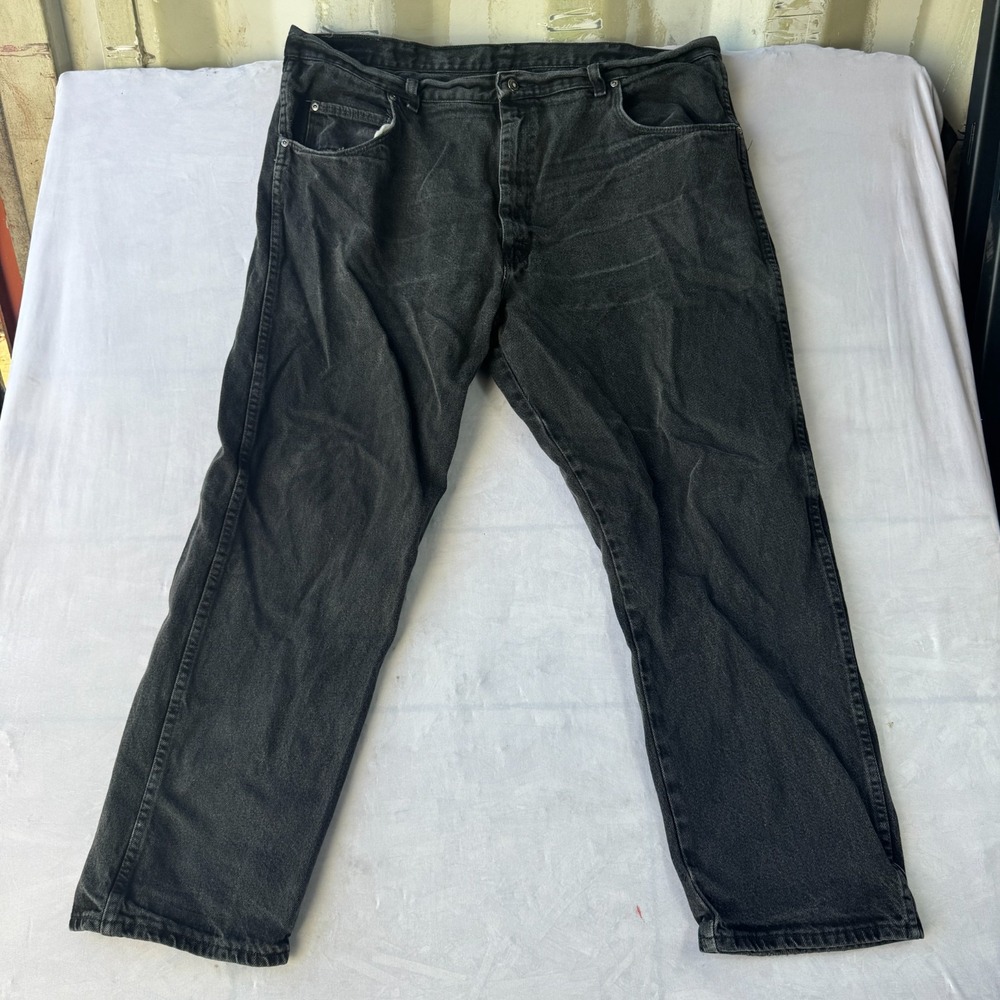 Wrangler Jeans Mens 42x30 Gray Denim Dark Washed Rugged Wear Casual Straight Leg